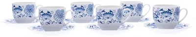 Obrázok produktu pre Thun 1794 Sada kávových šálok s tanierikmi, český porcelán, 100 ml, Saphyr, cibulový vzor, Thun, 6 ks