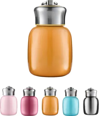 Produktbild von Mini Thermos Flask, 200ml, Cute Water Bottle, Vacuum Insulated Stainless Steel Water Bottles, Leakproof, Keeps Hot and Cold for Home, Outdoor, Travel, One Size, Orange-Yellow