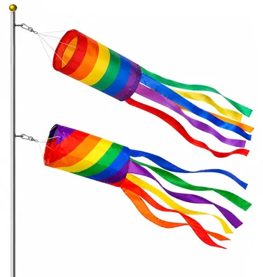 Windzak-Set 2er, Regenbogen, 100 cm, Polyester, für Außen