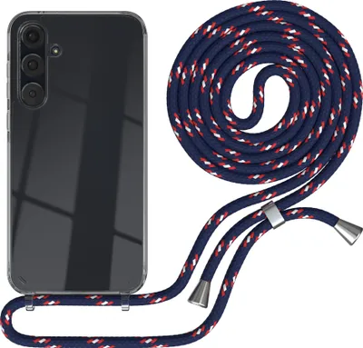 Produktbild von EAZY CASE Handykette kompatibel mit Samsung Galaxy A35, Handyhülle mit Umhängeband, Handykordel, Schutzhülle Clear, Band in Blau