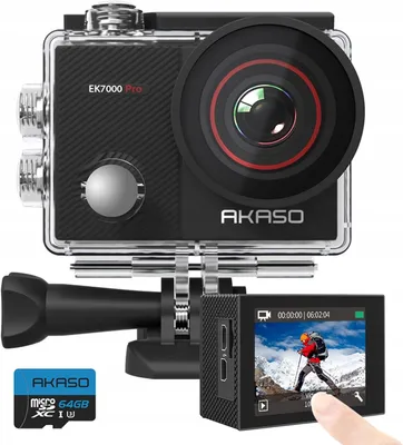 Zdjęcie produktu dla Zestaw AKASO EK7000 Pro 4K 20MP kamera podwodna sportowa karta pamięci 64GB