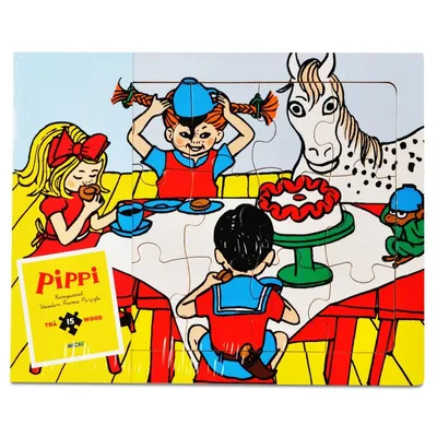 Productafbeelding van Houten Puzzel Pippi Langkous, 15 stukjes. Educatief speelgoed voor kinderen