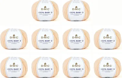 Image de 10 pelotes de fil DMC 100% Laine Baby-3, Laine pure (couleur 134)