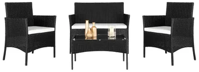 Produktbild von Loungeset für den Außenbereich, 4-teilig – Gartenmöbel-Set für die Terrasse, bestehend aus Sofa und Tisch – wetterfestes Metallgestell