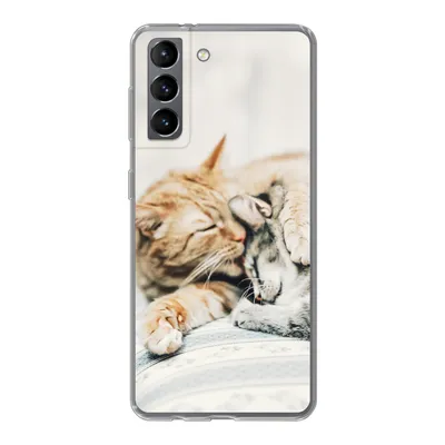 Produktbild von MuchoWow® Handyhülle Schutzhülle Hülle für Samsung Galaxy S21 Katzen - Sofa - Wohnzimmer Silikon Softcase Handy Hülle - Softcase