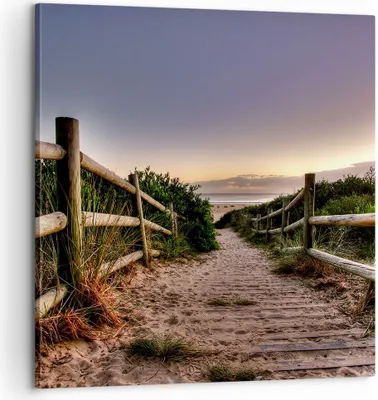 Produktbild von Bild auf Leinwand - Leinwandbild - Pfad Landschaft Himmel - 60x60cm - Wand Bild - Wanddeko - Leinwanddruck - Bilder - Kunstdruck - Wanddekoration - Leinwand bilder - Wandkunst - AC60x60-0143