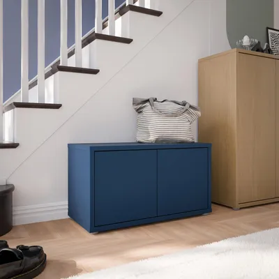 Produktbild von Forte ALICE SPRINGS Sitzbank 70 80, 2-türig, modern-minimalistisch, Holzwerkstoff, Flur/Schlafzimmer, Nachtblau, 74,5 cm breit x 41,5 cm hoch x 34,9 cm tief