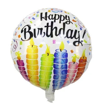 Produktbild von Folienballon Happy Birthday Kerzen holografisch, weiß, schwarze Schrift, ca. 45 cm