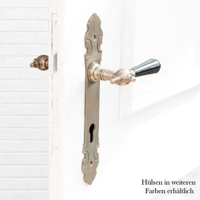 Produktbild von Drückergarnitur für Haustüren-Langschilder-Edles Design |PZ92| Messing patiniert