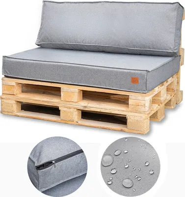 Produktbild von Palettenkissen 120 x 80 Set für Palettenmöbel Europaletten Sitzkissen EU Palettensofa komplett besteht aus 2 Teilen in Farbe: hellgrau