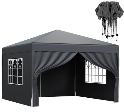Immagine prodotto di Tenda gazebo, design pop-up con un solo gesto, protezione UV, colore grigio, tessuto 3x3 metri