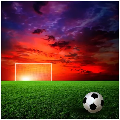 Produktbild von Wallario Sticker / Aufkleber für Kühlschrank / Geschirrspüler / Küchenschränke, selbstklebende Folie - 60 x 60 cm, Motiv: Fußball - Fußballfeld bei Sonnenuntergang