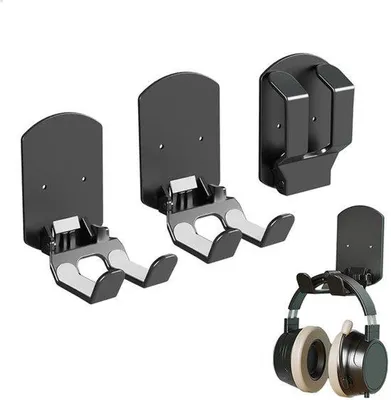 Produktbild von Kopfhörerhalter, Kopfhörerhalter, Kopfhörerhalter, Kopfhörerbügel, kein Bohren erforderlich, geeignet für Schreibtische, Wände und Gaming Headsets, schwarz, 3 Stück