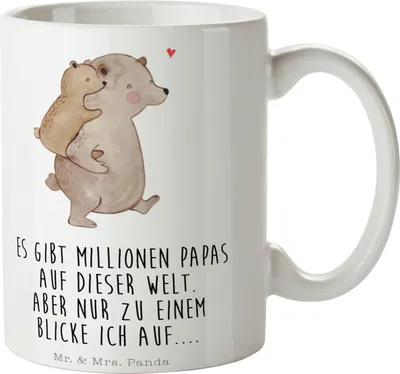 Produktbild von Mr. & Mrs. Panda Tasse Papa Bär - Weiß - Geschenk, Vatertag, Kaffeetasse, Kaffeebecher, Geburtstag, Teetasse, bedruckt, Trinkbecher