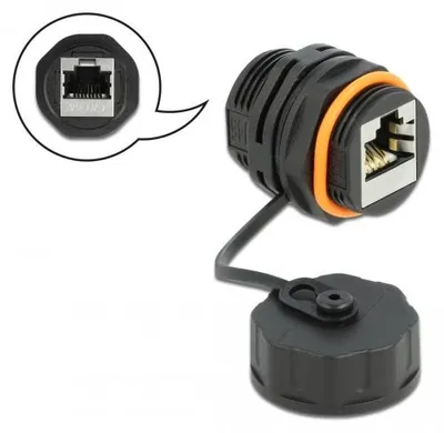 Image de Connecteur de câble Delock femelle RJ45 vers femelle RJ45 Cat.6A avec capuchon de protection