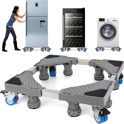 Produktbild von Waschmaschinen Untergestell, Untergestell für Waschmaschine mit 8 Füßen+4 Räder, Rutschfester Stoßdämpfungsfunktion, Verstellbare Waschmaschinensockel