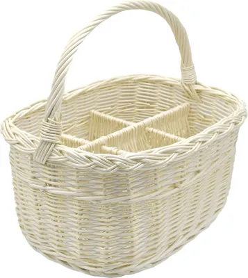 Produktbild von MyBer® Weidenkorb Flaschenkorb Tragekorb Korb aus Weide für 4 Flaschen weiß Vollweide K9-120-P