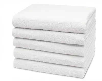 Produktbild von 5er Set Duschtücher, 80% Baumwolle, 20% Polyester, 70x140 cm, weiß, KI-generiertes Bild