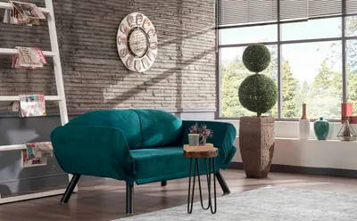Obrázek produktu pro Hanah Home, Genzo- FTN1224, petrolejově modrá, rozkládací pohovka, rám: 100% kov