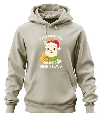 Produktbild von An Weihnachten haben Kalorien Urlaub Alpaka lustig Hoodie Kapuzenpullover, Natur, S