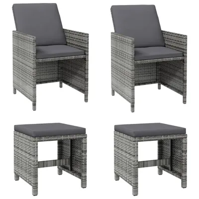 Produktbild von VidaXL 316753, Terrasse, Gepolsterter Sitz, Polyester, Polyrattan, Stahl, Grau, 520 mm, 560 mm