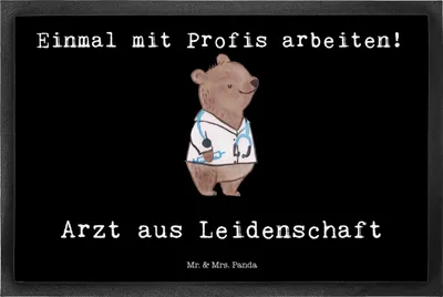 Produktbild von Mr. & Mrs. Panda Bodenvorleger Arzt Leidenschaft 50 x 75 cm - Schwarz - Geschenk, Krankenhaus, Schmutzfangmatte, fußmatte, Spruch, Schuhabstreifer, Mediziner, Fußabtreter
