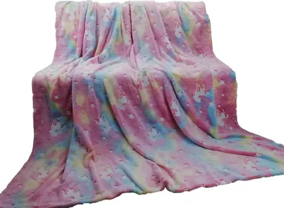 Produktbild von Im Dunkeln leuchtende Decke 150x200 Einhorn und Sterne Fluo