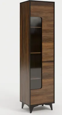 Produktbild von Furniture24 Vitrine Firda W1D Schrank 1 türiger Vitrinenschrank Shirin Nußbaum