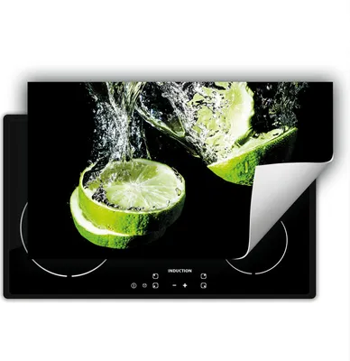 Produktbild von DarHaus Herdabdeckplatte 90x52 cm Anti Rutsch Matte Aufrollbar, schwarz - Limette