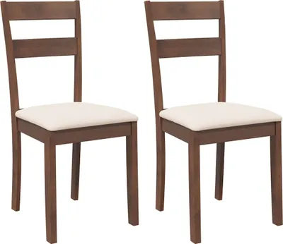 Image de vidaXL Chaises de salle à manger avec coussins 2 pcs. Marron Bois massif Hévéa