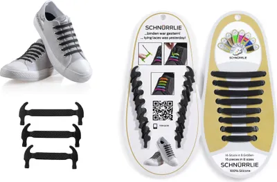 Produktbild von SCHNÜRRLIE elastische Silikon Schnürsenkel - Schuhband ohne Schuhe Binden für Kinder und Erwachsene - Schwarz