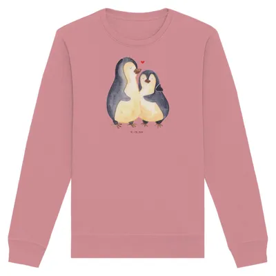Produktbild von Mr. & Mrs. Panda Bio Baumwoll Pullover Pinguin umarmen Größe XL - Canyon Pink - Geschenk, Hochzeitsgeschenk, Sweatshirt, Umarmung Verliebt, Liebe, Pulli, Sweater