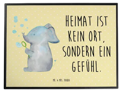 Produktbild von Mr. & Mrs. Panda schreibtischunterlage Elefant Seifenblasen - Gelb Pastell - Geschenk, Elefanten, schreibtischunterlagen, bastelunterlagen, Schreibunterlage, Heimat
