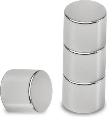 Immagine prodotto di MAUL Magnete rotondo 4 pezzi 5,3 kg Acciaio Metallo Neodimio magnetico Ø 1,2 x 1 cm argento