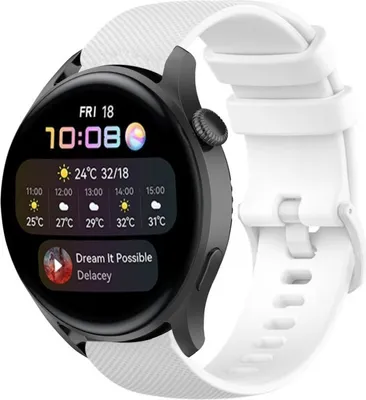 Produktbild von Strap-it Huawei Watch 3 (Pro) Luxus-Silikonarmband (Weiß)