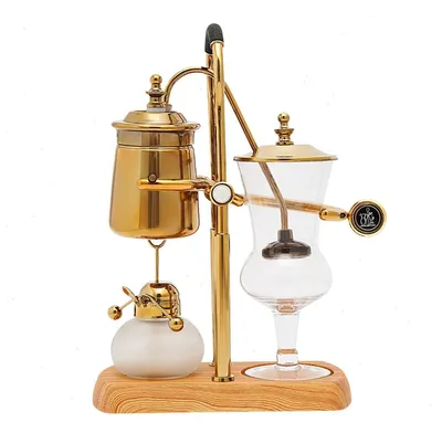Produktbild von Kaffeekanne - Siphon-Kaffeebereiter - 200–400 ml - Edelstahl - Hitzebeständiges Glas - Feines Netzfilter - Automatische Abschaltung - Gelb
