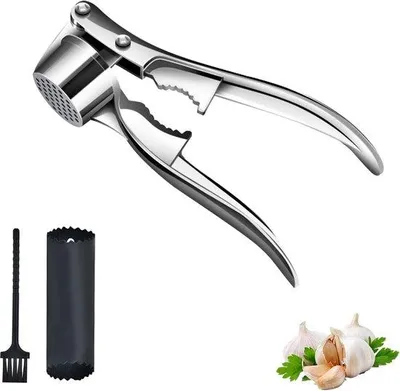 Productafbeelding van Famanu knoflookpers set met schiller - zinklegering, vaatwasmachinebestendig