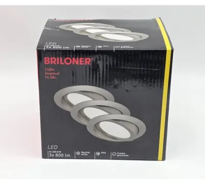 Zdjęcie produktu dla zestaw 3 lamp wpuszczanych LED, Ø 14 cm, 8 W, matowy nikiel, Briloner Leuchten