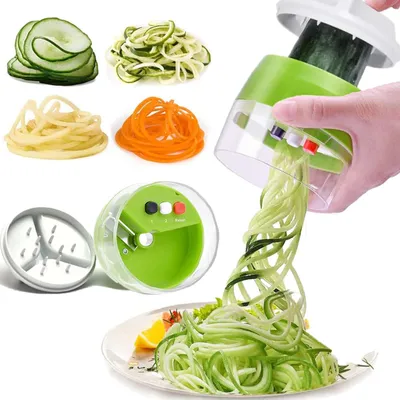 Produktbild von Spiralschneider Gemüse 4 in 1 Gemüseschneider Hand Zoodles Schneider Gemüsehobel für Gemüsespaghetti, Zucchini, Karotte, Gurke, Kartoffeln, Zwiebel