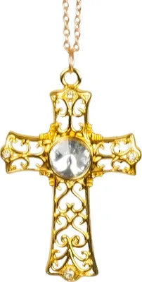 Produktbild von Kreuz-Halskette Kostümaccessoire Nonne gold 8 x 5,5 cm - Einheitsgröße