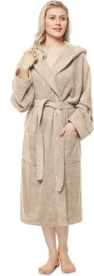 Produktbild von Arus Bademantel Pacific für Damen, wadenlang, 100% Baumwolle, Farbe:Latte, Größe:XL