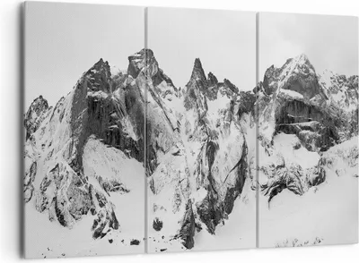 Produktbild von Bild auf Leinwand - Leinwandbild - 3 Teile - Alpen Schnee Monochrom - 165x110cm - Wand Bild - Wanddeko - Wandbilder - Leinwanddruck - Bilder - Wanddekoration - Leinwand bilder - CE165x110-4405