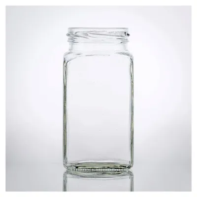 Produktbild von Flaschenbauer - 4 Mini Einmachgläser 312 ml quadratisch mit Schraubverschluss 58 mm schwarz