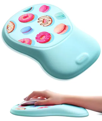 Image de Tapis de souris ergonomique avec repose-poignet - Mousse viscoélastique douce - Bleu