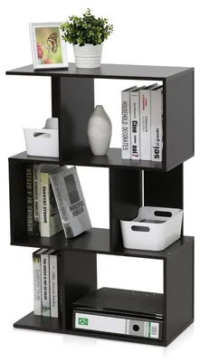 Bücherregal asymmetrisch, Holz, Espresso, 3 Böden, 30 x 59,9 x 94,79 cm