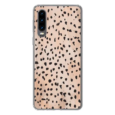 Produktbild von MuchoWow® Handyhülle Schutzhülle Hülle für Huawei P30 Polka dots - Schwarz - Marmor Silikon Softcase Handy Hülle - Kartenbesitzer