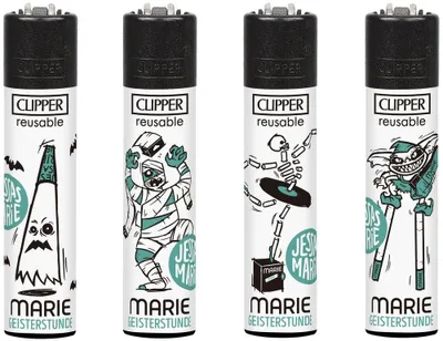 Produktbild von Clipper Feuerzeug 4er Set Marie Grusel