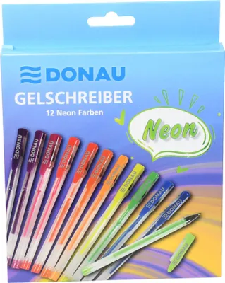 Zdjęcie produktu dla DONAU 5110300-99 Długopis żelowy - 12 kolorów neonowych, etui