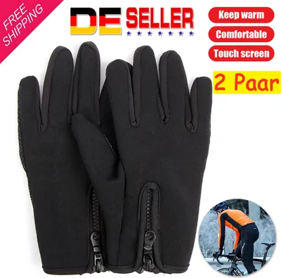 Produktbild von 2 Paare Winter Handschuhe Touchscreen Thermo Warme Windproof Wasserdicht Herren Damen Größe: L
