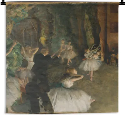 Produktbild von MuchoWow® Wandteppich Wandbehang Probe des Balletts auf der Bühne - Gemälde von Edgar Degas 60x60 cm Tapisserie Dekoration Wandtuch - Dekorationen - Wand Decke